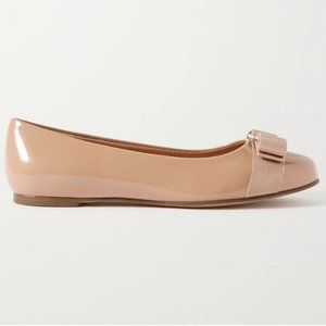 Ferragamo Varina bow-embellished patent-leatherballet flats